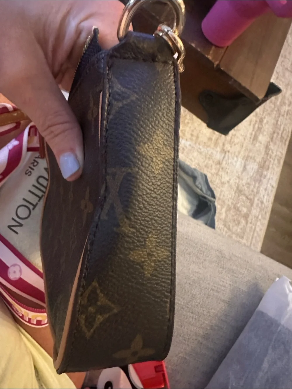 Source Unknown Monogram Crossbody with Pink and White Strap